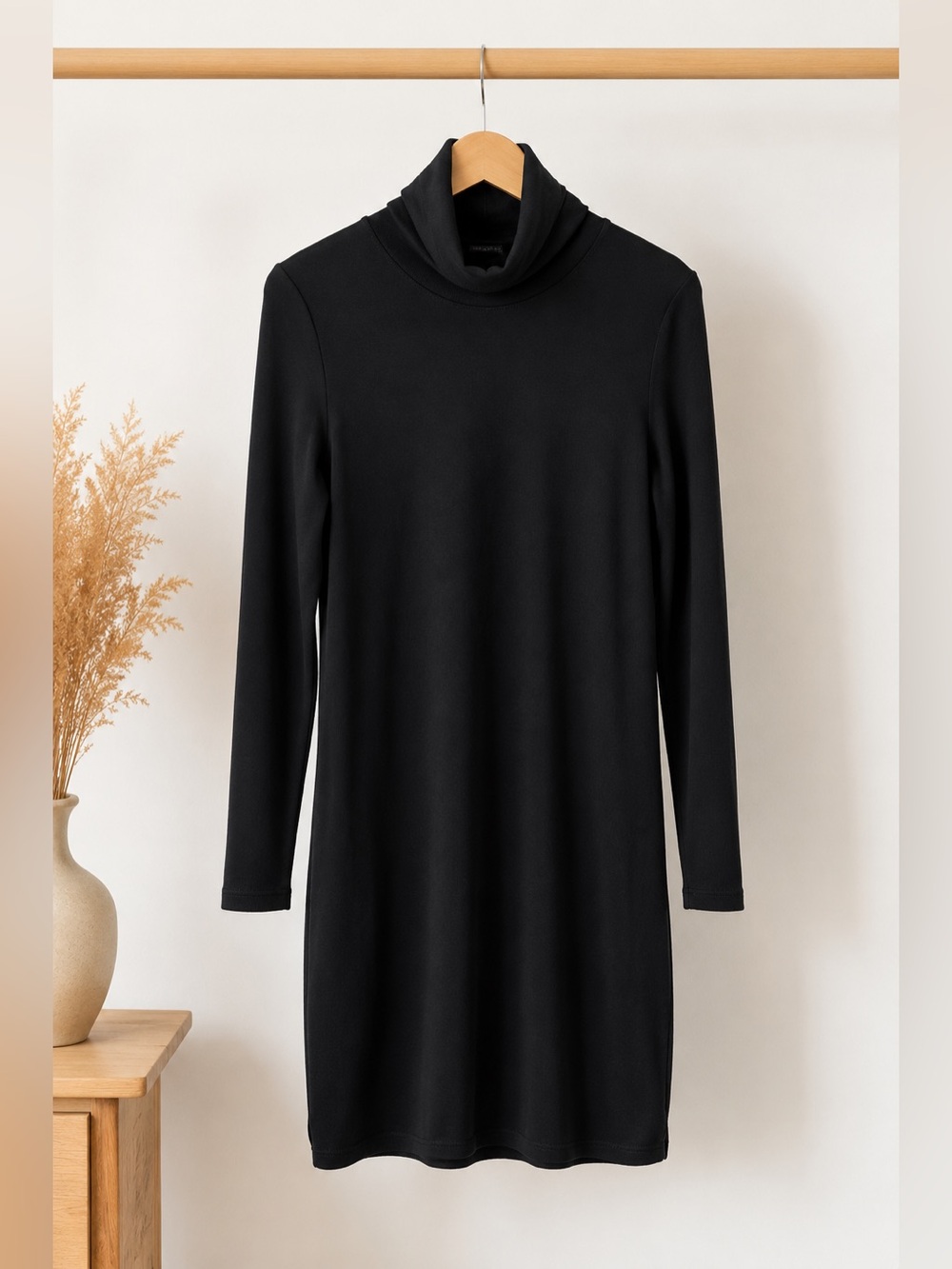 Peruvian Connection Black Knit Turtleneck Sweater Dress Womens Size S